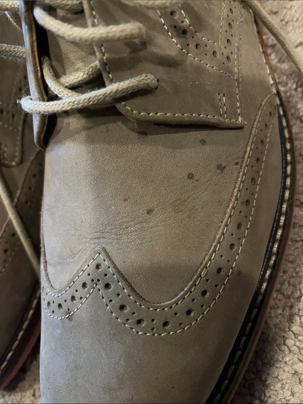 Johnston & Murphy Gray Suede Wingtip Derby Shoes